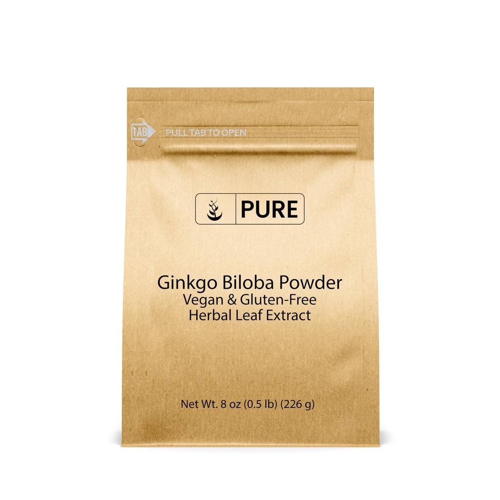 Pure Original Ingredienser Ginkgo Biloba pulver (8 oz) Alltid ren, Ingen fyllstoffer eller tilsetningsmidler, Lab verifisert
