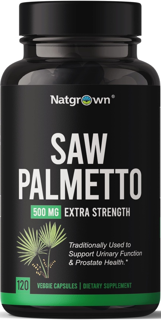 Natgrown så Palmetto for menn 500 mg – prostata helse supplement med DHT Blocker for håravfall og urinstrøm – 120 vegansk kapsler – ikke-GMO, Glutenfri