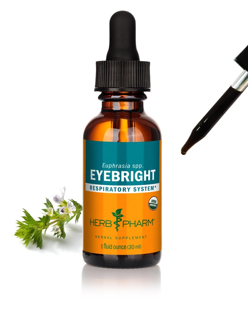 Herb Pharm Certified Organic Eyebright Liquid Extract for luftveisstøtte - 1 Ounce, klar