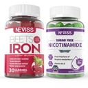 NEVISS Vegan jern Supplement, gentl jern + sukker gratis nikotinamid 500 mg gummi