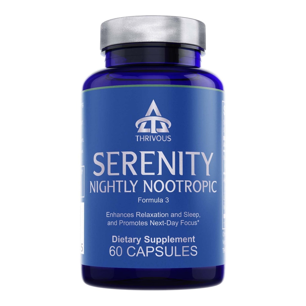 Thrivous Serenity Nightly Nootropic – Sleep & Relaxation Formula med KSM-66 Ashwagandha, L-Theanine, Magnesium Glycinat & Melatonin – 60 Vegankapsler