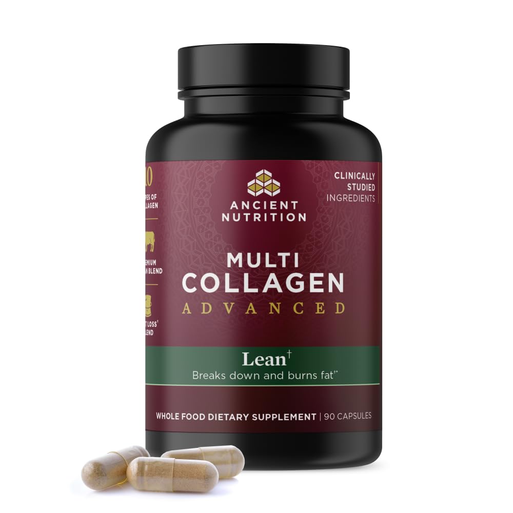 Gamle Ernæring Multi Collagen Advanced Lean med probiotika, Hydrolysert Collagen Peptides støtter sunn vekttap og fett tap, 90 teller