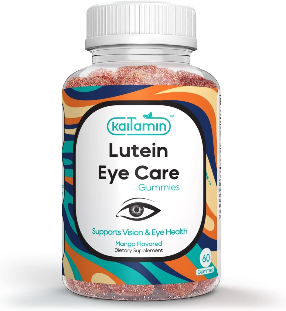 Lutein & Zeaxanthin Eye Supplement for voksne - Beskyttelsesstøtte for øyne - Yummy Mango Flavored Vegan, Glutenfri, laget med kokosolje. 60 Gummies
