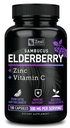 Zeal Naturals Max Styrke Elderbær Kapsler + Zink + Vitamin C | 500 mg for immunsystem støtte med svart Sambucus Elderberry | 100 greve | i-1 Immun støtte for voksne