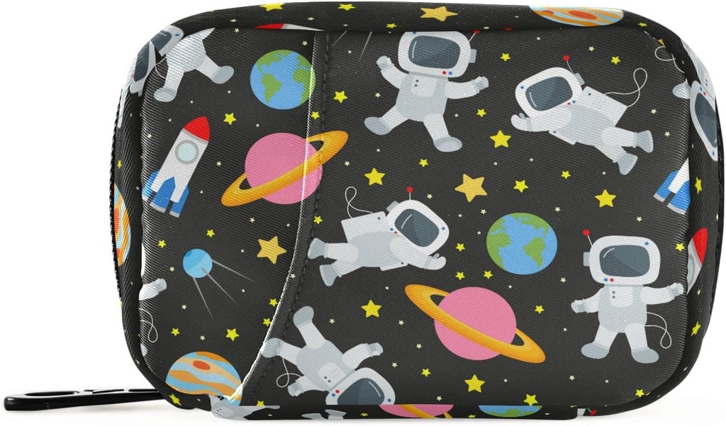 Space Reise Galaxy Astronauts Pille Boks 7 dagers Pille Veske Reise Pille Organizer Veske med glidelås bærbare ukentlig tilfelle Kompakt størrelse for vitamin Supplement Holder