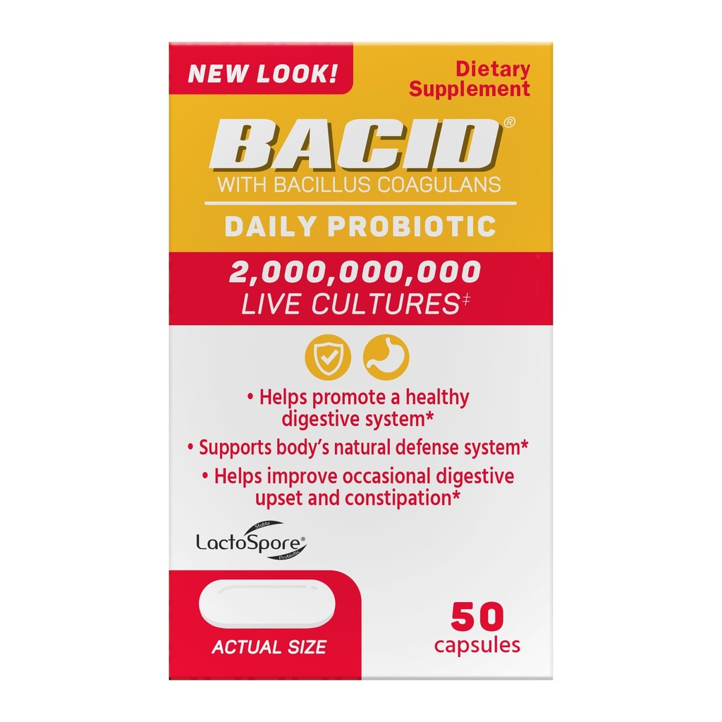 Bacid Daily Probiotic med Bacillus Coagulans, 50 greve, Digestion Supplement for å forbedre anledninger