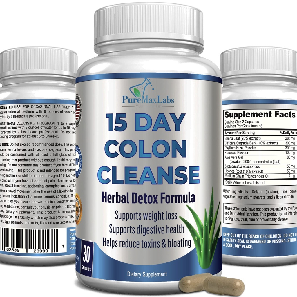YUMMYVITE 15 dager Colon rengjøring og Detox, Herbal Detox formel, støtter vekttap, lindring relief - øker energi. Flush toksiner, naturlig trygt Colon Cleanser for menn og kvinner - 30 kapsler