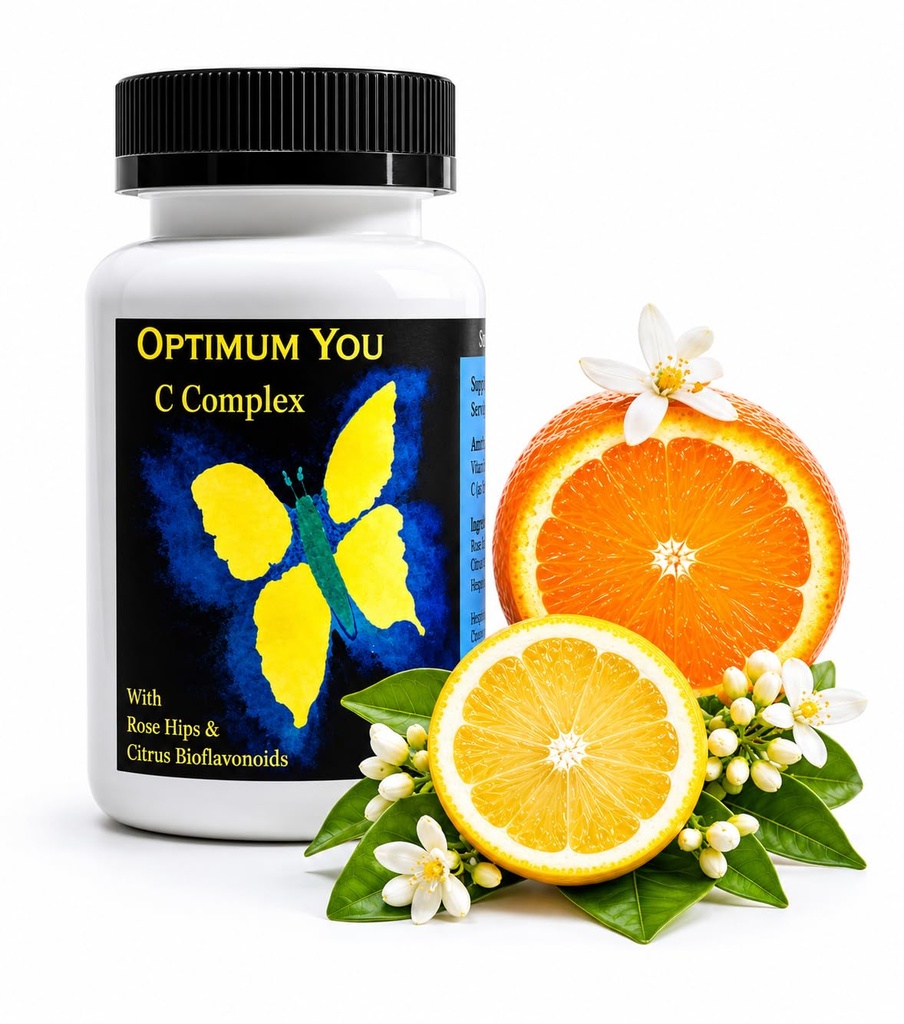 Vitamin C for immun støtte | Vitamin C med bioflavonoider, 1000 mg, 120 tabletter immun støtte | Vaskulær støtte | kollagen støtte