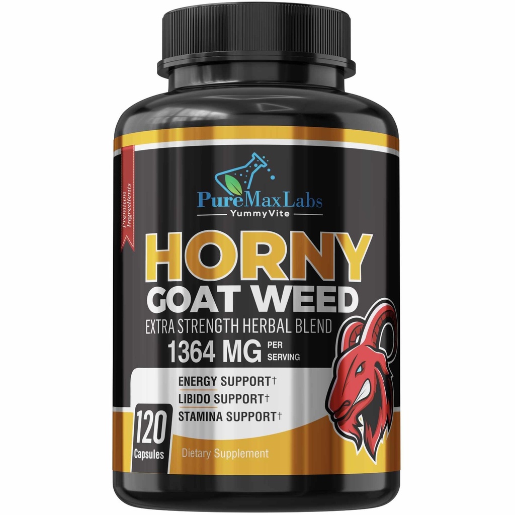 Horny Goat Weed ekstra styrke blanding, 120 kapsler, w. Maca, Arginin, Ginseng, Tribulus, Tongkat, Libido, Stamina, Energistøtte, Non-GMO Formula, 120 Caps
