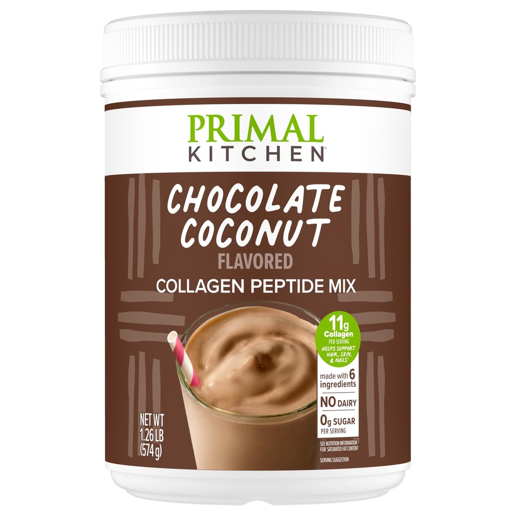 Primal kjøkken sjokolade kollagen drivstoff® drikke blanding, sjokolade coconut collagen peptider, ingen dairy eller kunstige søtningsmidler, 20 egg
