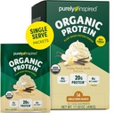 Rent inspirert organisk protein pulver, 14 enkelt servere pakker, creamy vanilla - 20g plantebasert protein pulver for smoothies og rister - mørkefri, ikke-GMO - for menn og kvinner