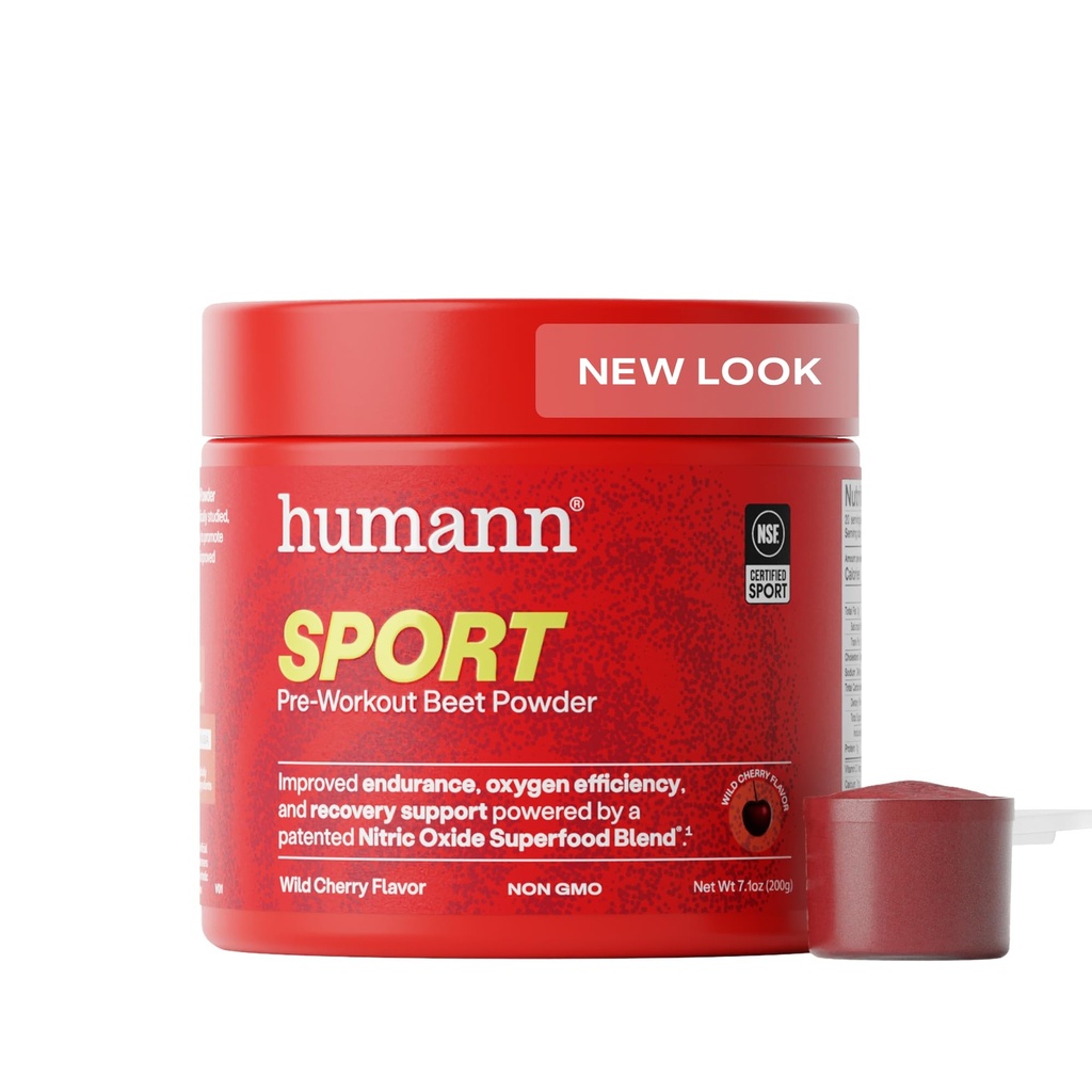 HumanN SuperBeets Sport Endurance Pre Workout pulver, Nitric Oxid Supplement, NSF-sertifisert, Stimulant & Koffein gratis, laget med beet rot, Wild Cherry, 20 serveringer