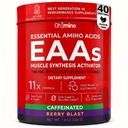 Oh!mino essensielle Aminosyrer Supplement. Berry Blast, koffeinert pulver. Alle 9 EAA, BCAA og den perfekte Amino for trening, Amino energi, og å bygge muskler, og gjenopprette raskere.