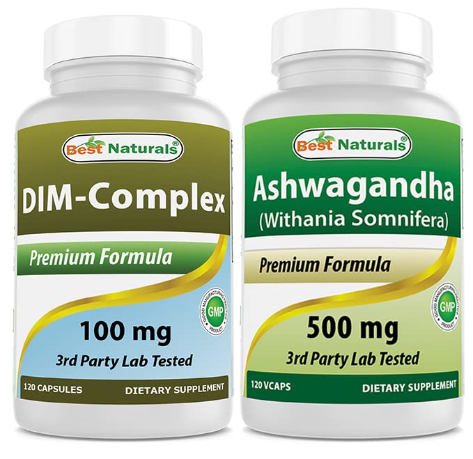 Best Naturals DIM Supplement 100 mg og Ashwagandha Extract 500 mg
