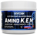 Evogen Amino K.E.M. - EAA & BCAA pulverpumpe Volumizer ® BCAA Aminosyrer Supplement for blodflow, muskelvekst, og Hydration ® Blueberry Apple ® 30 Serveringer