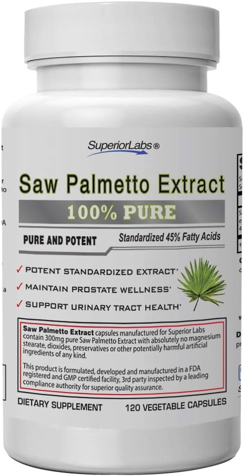 Superior Labs — så Palmetto Extract NonGMO, ikke-syntetisk— 300 mg Dosering, 120 grønnsaker kapsler — støtter urinveistrakt flyt og frekvens