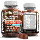 15in1 Mushroom Gummies med Lions Mane Tyrkia Tail Cordyceps Reishi Chaga Søt Toot Maitake Meshima Poria Cocos Shiitake Tremella, Oyster Agaricus Mushrooms for menn og kvinner Supplement Ren Nutra