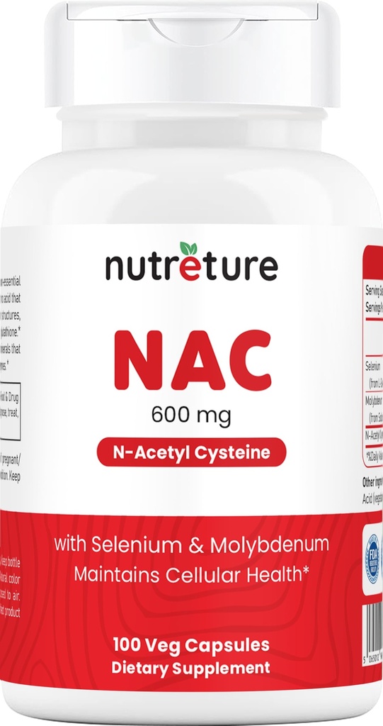 NAC Supplement N-Acetyl Cysteine Liver Supplement med Selenium & Molybdenum for leverhelse ® N-Acetyl Cysteine 600 mg 100 kapsler