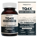 20% TYmoquinon Svart Seed Oil Extract Capsules - TQ-Avanceret 4X®: Potent Thymoquinon Konsentrasjon Tilgjengelig - 60:1 Konsentrasjon fra Nigella Sativa, Rå Form, Vegan, Glassflaske (60 Kapsler)
