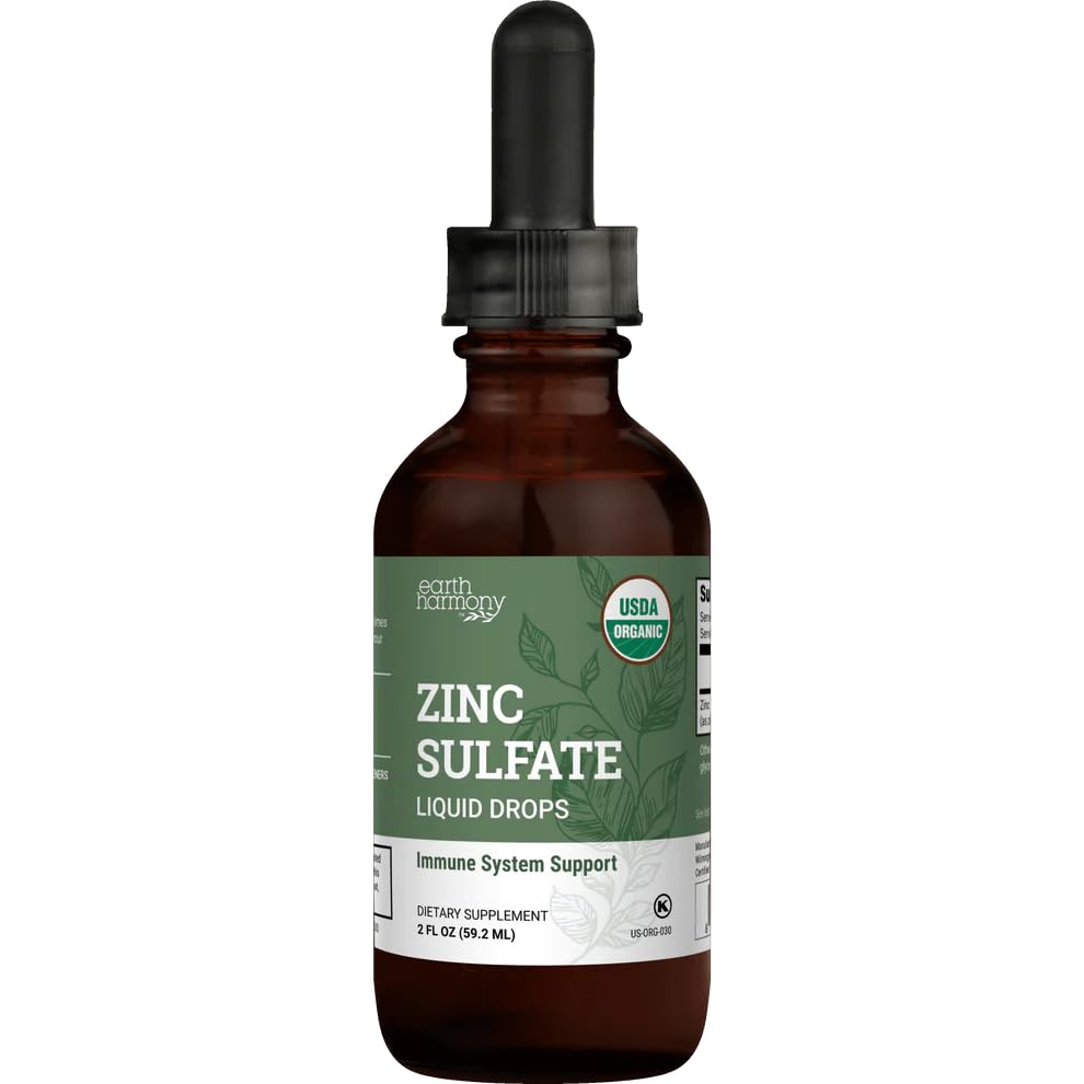 Organisk flytende sinksulfat - rene sink kosttilskudd for hud helse, immunsystemfunksjon og normal cellevekst i voksne menn og kvinner - ikke-GMO, Vegansk 7,5 mg - 2 Fl Oz