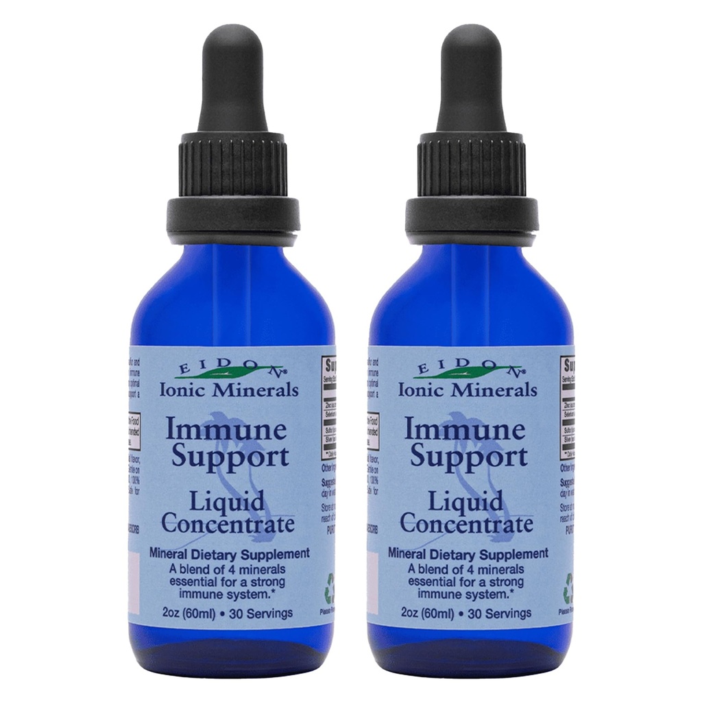 Eidon Ionic Minerals Immune Support Supplement flytende konsentrat - Mineral drops med sink, selen, støtte og vedlikehold immunsystem, Biotilgjengelig, Ingen konserveringsmidler - 2 oz (Pack of 2)