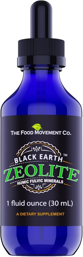 Svart jord Zeolit med Humic Fulvic Acids Trace Minerals for voksne og barn for detox, Gut helse og immun støtte - 1oz flytende dråper Supplement
