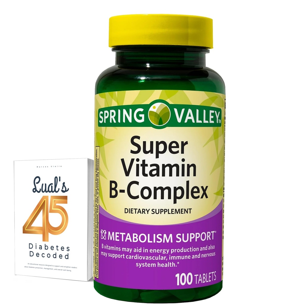 Spring Valley Super vitamin B kompleks kalsiumkarbonat, askorbinsyre 100 tabletter bunke med Lual 45 Diabetes dekodet