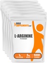 BulkSupplements.com L-arginin pulver - Arginin Supplement, Nitric Oxid Supplement, Uflavored & Glutenfri, 1g per servering, 1kg (Pack of 5) (11 lbs)