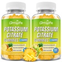 Kalium Citrate Gummies, høy Kalium Supplement Gummies 1200mg Støtte Ben Cramps & Muskel Helse, for voksne og barn, Vegan, Pineapple Flavor 120 Count