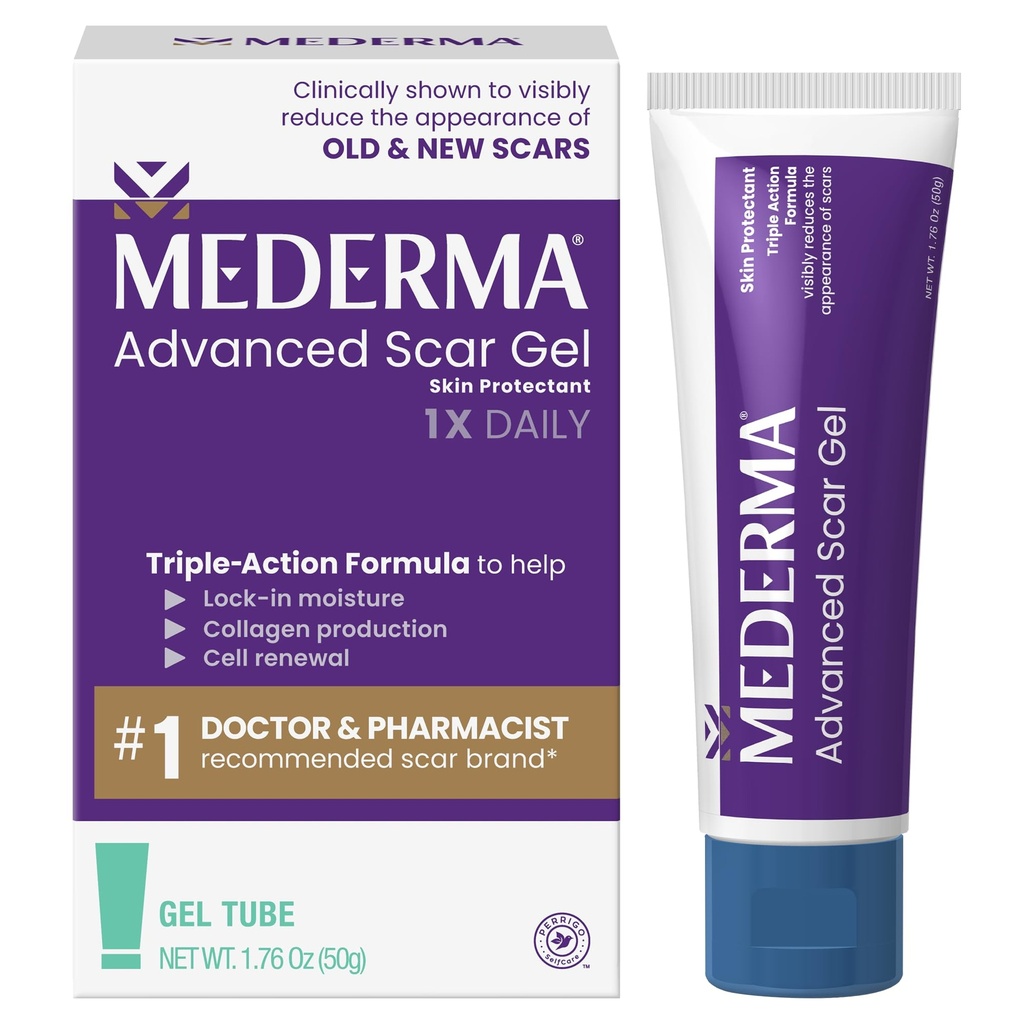 Medderma Advanced Scar Gel - behandler gamle og nye arr, reduserer utseendet på arr fra Acne, kirurgi, brenter, skader og strekkmerker, 1.76 Oz (50g)