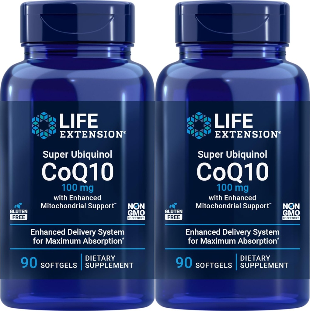 Livsforlengelse COQ10 Super Ubiquinol 100mg 90 greve (pakke med 2) med forbedret Mitokondriell støtte