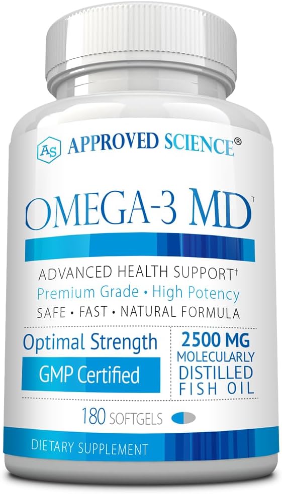 Omega-3MD - Fish Oil EPA & DHA - Forbedre kognitiv helse - 1 flaske - 3 måneders forsyning