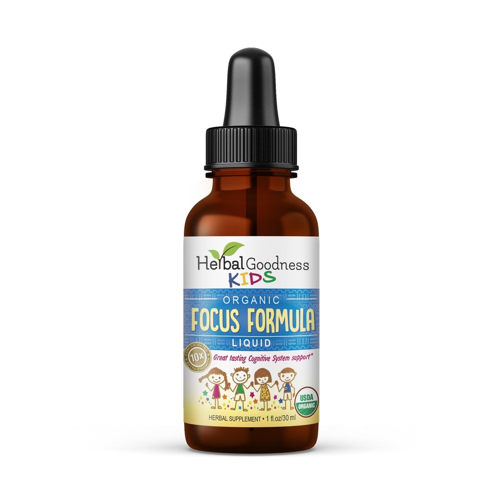 Fokus og oppmerksomhet Supplements 1oz - Focus Supplements med Ashwagandha for barn & naturlig Moringa ekstrakt for en serene og genius sinn - ikke-GMO Focus Vitaminer for barn - laget i USA