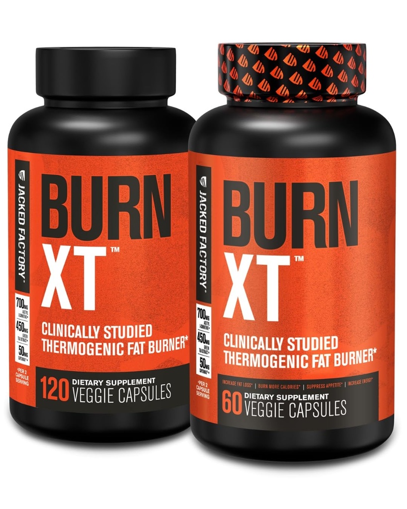 Jacked Factory Burn-XT klinisk studert fettforbrenner og vekttap Supplement - Appetitt Supresentant & energiforsterker - med acetyl L-karnitin, grønn te ekstrakt og mer - 180 naturlige diettpiller