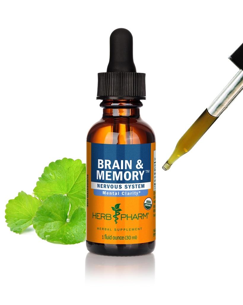 Herb Pharm Organic Nootropic Brain & Minne Supplement med Ginkgo Biloba flytende ekstrakt: Rask absorpsjon for Mental Focus Support, Ginkgo Supplement, Vegan, Glutenfri, Ikke-GMO, 1 Oz