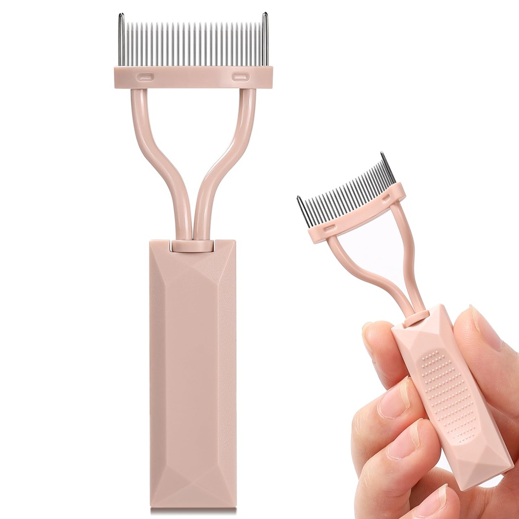Eyelash Comb Separator, Arc Designet Lash Definier Comb Makeup Mascara Comb Applikator med deksel, Eye Cosmetic Brush Tool (Naked Pink)