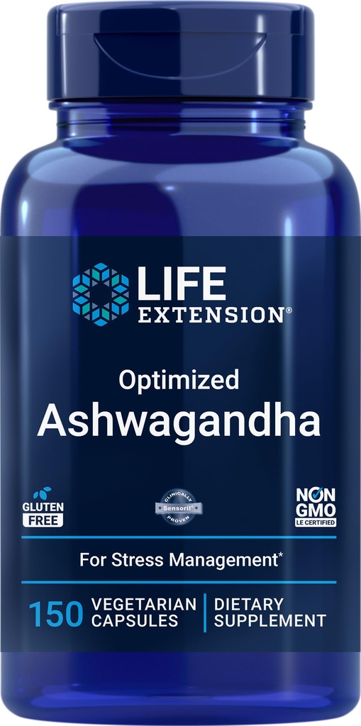 Livsforlengelse Optimert Ashwagandha, 150 Veg Caps - Ikke-GMO, Glutenfri, Vegetariske kapsler