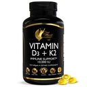 Cocó March N.M.D-vitamin D3+K2 10.000 IU - høy styrke Supplement for kvinner og menn, immunstøtte, Bein og felles helse - Glutenfri, ikke-GMO, 4 måneders forsyning, 250 mcg D3, 180 mcg vitamin K2