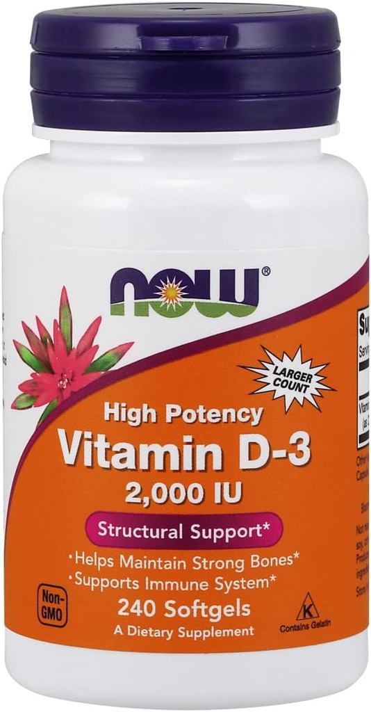 NU Matvarer Vitamin D-3, Strukturell Støtte 2000 I.U, 480 Softgels