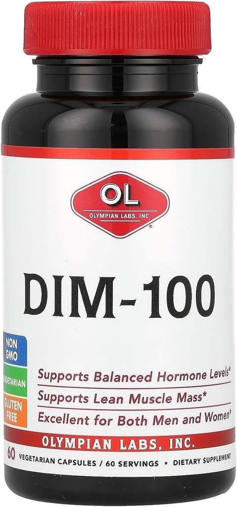 Olympiske Labs DIM Supplement 100mg - Daglige kapsler - Diindolmetan for menn og kvinner, 100mg, 60mg
