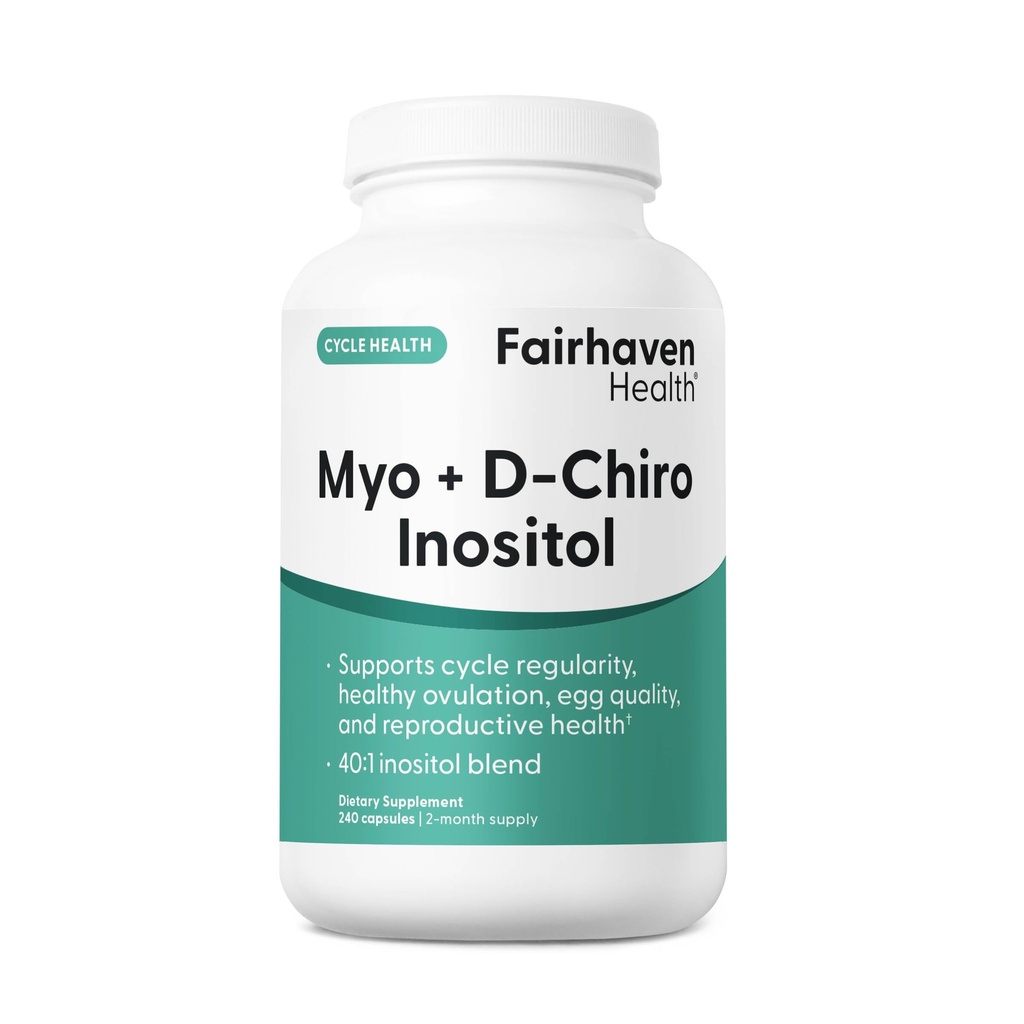 Fairhaven Health Myo-Inositol og D-Chiro Inositol Supplement for kvinner | 40:1 Ratio | Kvinnelig fruktbarhet Supplement for kvinner og hormonbalanse | Vegan | 240 Myo & D-Chiro Inositol Kapsler