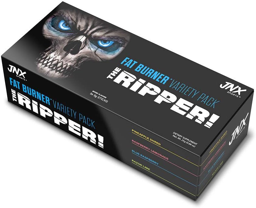 JNX SPORTS The Ripper! Fettforbrenner - Prøve Variety Pack 5 x 8g Sticks Super termogenese, Appetittkontroll og ekstrem energi for menn og kvinner