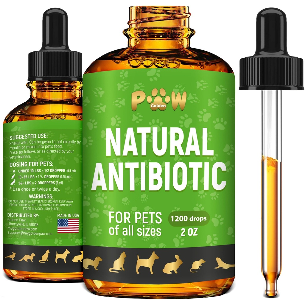 Hundeantibiotika for infeksjon, bukser, utis, allergier, kløe | Naturlige antibiotika for katter å støtte huden, Coat, & Digestion | for alle avler og aldre | 2 oz