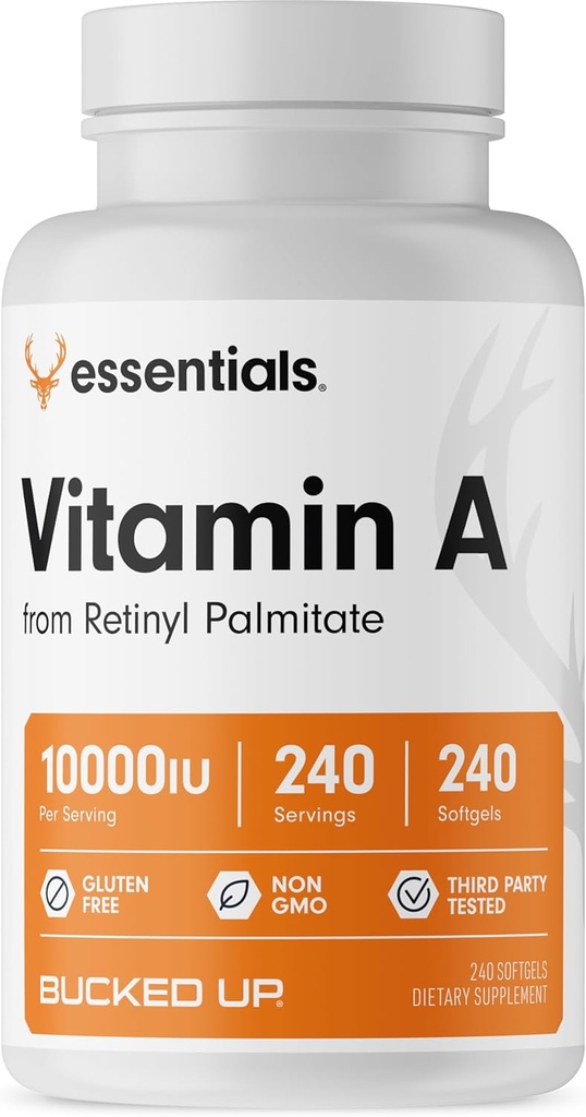 Bucked Up Vitamin A 10000IU Per Serving, Essentials (240 Serveringer, 240 Softgels)