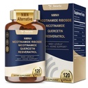 Totaria NMNH (Dihydronotinamid Mononucleotid), NMN Alternativt Supplement w/Niacinamid (Vitamin B3), Quercetin, Trans-Resveratrol, Støtte NAD+, Hudcellehelse*, Anti-Aging & Energi, 120 Caps