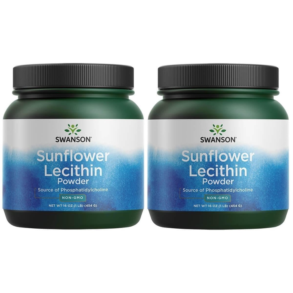 Swanson Sunflower Lecithin Hjerne Helse Nervesystem Støtte Ikke-GMO Soy-fri vegetarian 16 oz (1lb) 454 gram pulver (2 Pack)