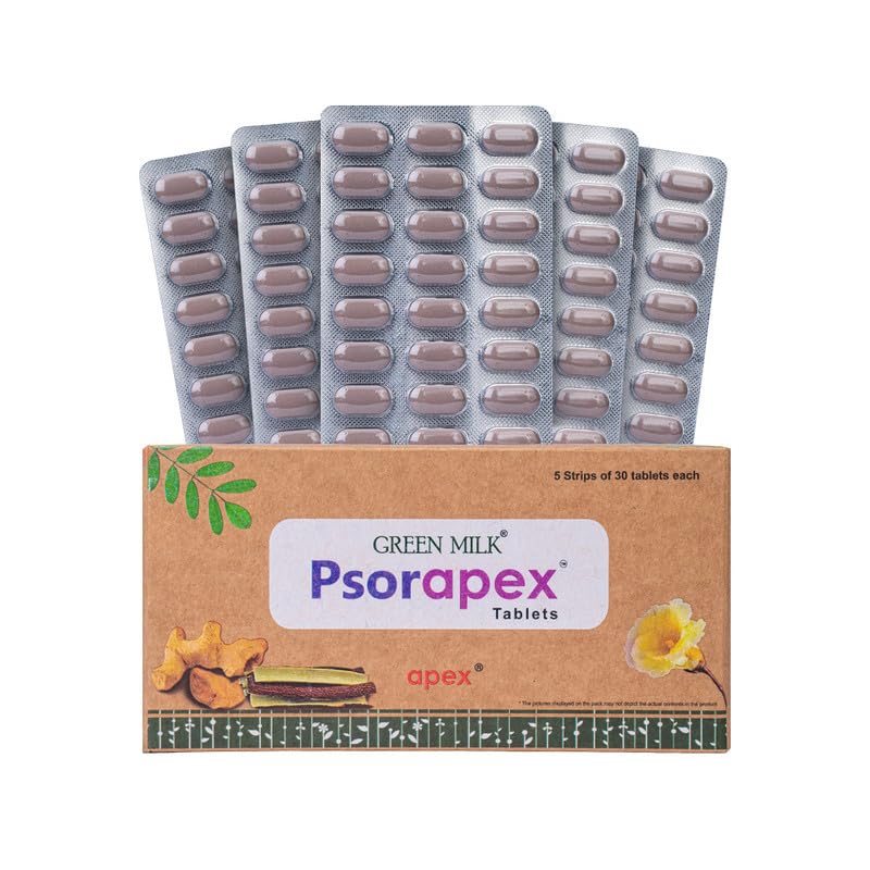 Green Milk Psorapex Tablets | Ayurvedic Skin Wellness Supplement | Supports Psoriasis-Prone Skin & Internal Balance | Helps Maintain Natural Detox & Immune Harmony | Herbal Care Formula | 5x30 Tablets
