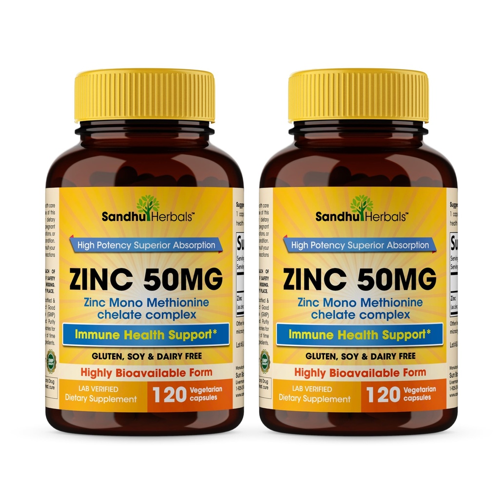 Zink 50mg kapsler for menn og kvinner, 240 greve | Høyt absorberbare sink kosttilskudd for immunsystem støtte | Zink 50 mg Mono Metionin Chelated Complex | Hjelper med hud helse og total immunisme