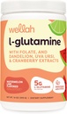 Wellah L-Glutamin pulver vannmelon Lime (50 serveringer) - 5g L-Glutamin Per Serving, Søt med Stevia