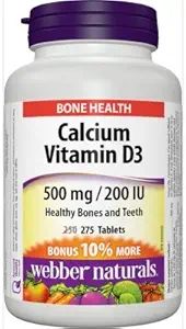 Webber Naturals Kalsiumkarbonat 500mg med vitamin D3 200iu, 275 Tabs Bonus Pack